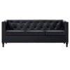 vidaXL Driezitsbank Chesterfield-stijl kunstleren bekleding zwart