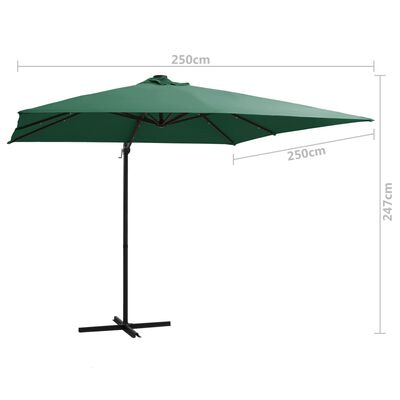 vidaXL Zweefparasol met LED en stalen paal 250x250 cm groen