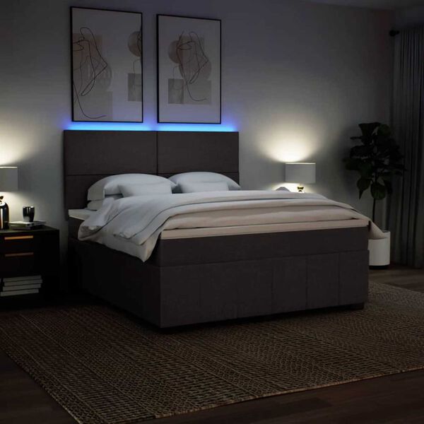 vidaXL Boxspring met matras stof donkerbruin 180x200 cm