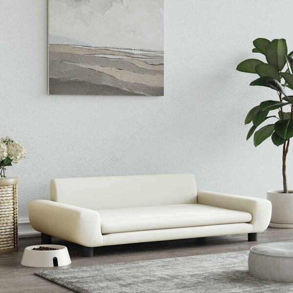 vidaXL Hondenmand 100x54x33 cm fluweel cr&egrave;mekleurig