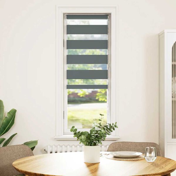 vidaXL Zebra rolgordijn 40x150 cm stofbreedte 35,9 cm donkergrijs