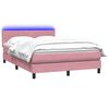vidaXL Boxspring met matras en LED fluweel roze 160x210 cm