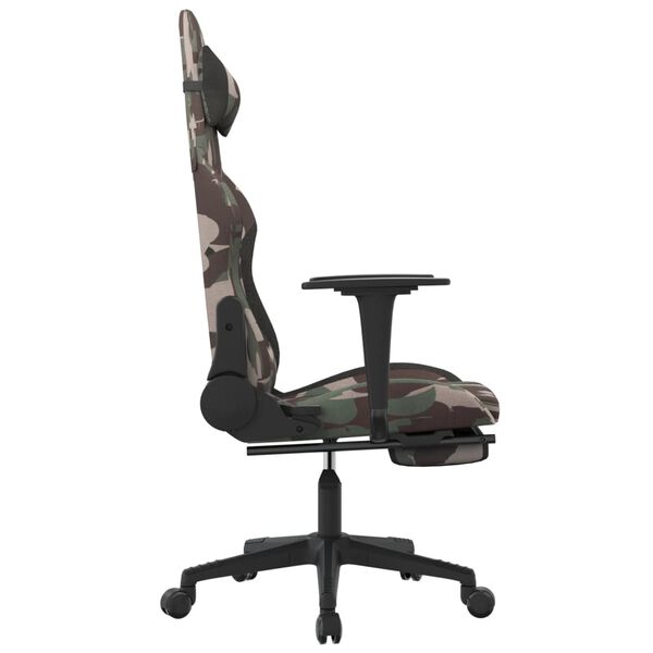 vidaXL Gamestoel met voetensteun stof camouflage en zwart