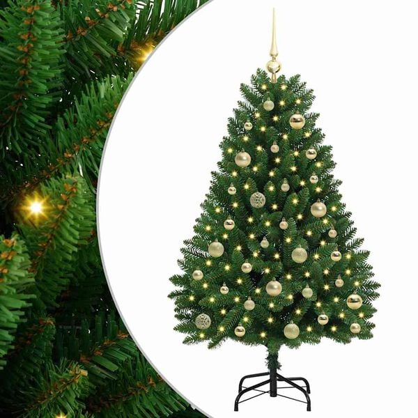 vidaXL Kunstkerstboom met 150 LED Groen 120 cm PVC en Metaal