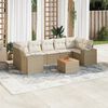 vidaXL 8-delige Loungeset met kussens poly rattan beige