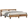 vidaXL Bedframe met hoofdeinde Oud hout 200 x 200 cm Bewerkt hout