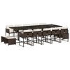 vidaXL 15-delige Tuinset met kussens poly rattan bruin