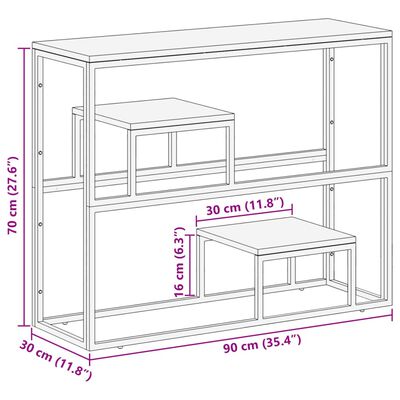 vidaXL Wandtafel roestvrij staal en massief acaciahout zilverkleurig