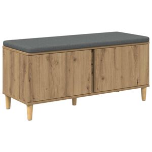 vidaXL Halbank met kussen met opslag Artisan Eik 100 x 38 x 46 cm