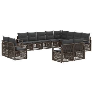 vidaXL Tuinbankenset 12 pcs Grijs poly rattan