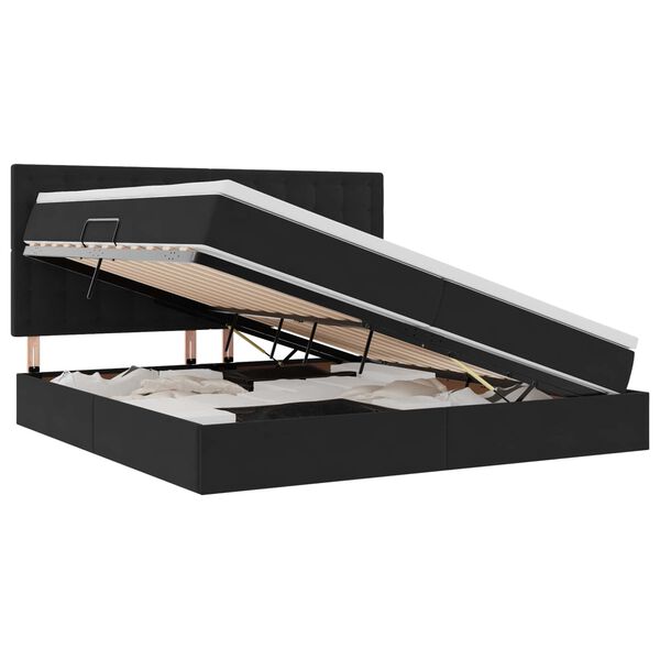 vidaXL Opbergbed met LED met matras Zwart 200 x 200 cm Fluweel