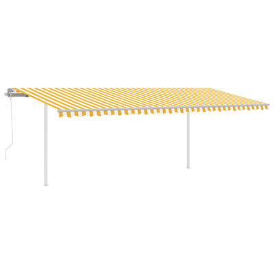 vidaXL Luifel automatisch uittrekbaar met palen 6x3,5 m geel en wit