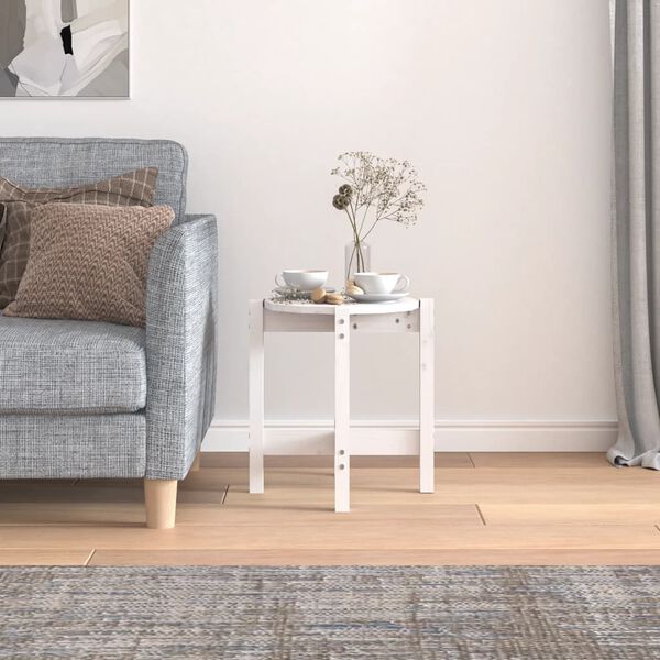 vidaXL Salontafel &Oslash; 42,5x45 cm massief grenenhout wit