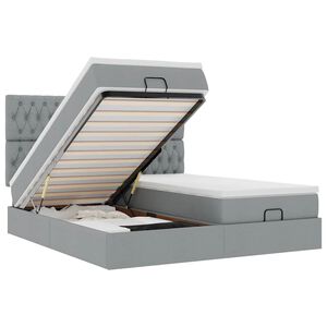 vidaXL Ottoman bed met matrassen en LED's 160x200cm stof lichtgrijs