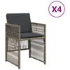 vidaXL Tuinstoelen 4 st met kussens poly rattan grijs