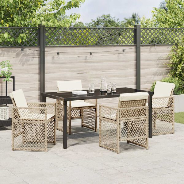 vidaXL Tuin eettafelset 5 pcs Beige poly rattan