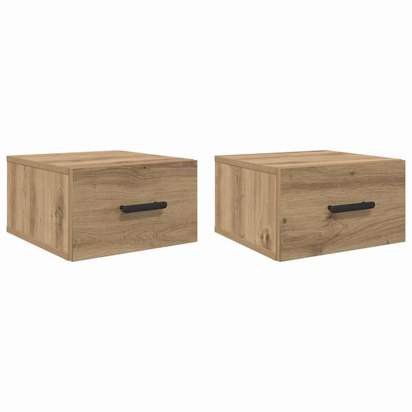 vidaXL Nachtkastje 2 pcs Artisan Eiken 35 x 35 x 20 cm Bewerkt hout