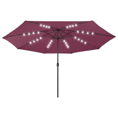 vidaXL Parasol met LED-verlichting 400 cm bordeauxrood