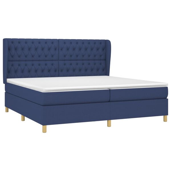 vidaXL Boxspring met matras stof blauw 200x200 cm
