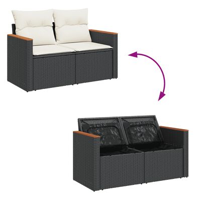 vidaXL 6-delige Loungeset met kussens poly rattan zwart