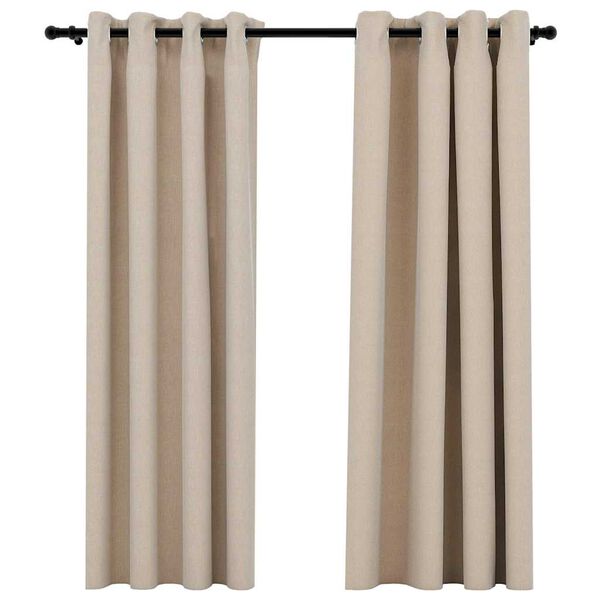 vidaXL Gordijnen linnen-look verduisterend ogen 2 st 140x175 cm beige