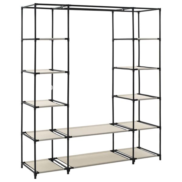 vidaXL Kledingkast met vakken en stangen 150x45x176 cm stof cr&egrave;me