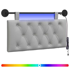 vidaXL Hangend hoofdbord Met LED-verlichting Wolkengrijs Stof