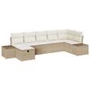 vidaXL Bankstel met kussen 7 pcs poly rattan