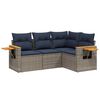 vidaXL 4-delige Loungeset met kussens poly rattan grijs