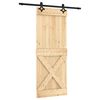 vidaXL Schuifdeur Naturel en Zwart 80 x 210 cm Massief Grenenhout