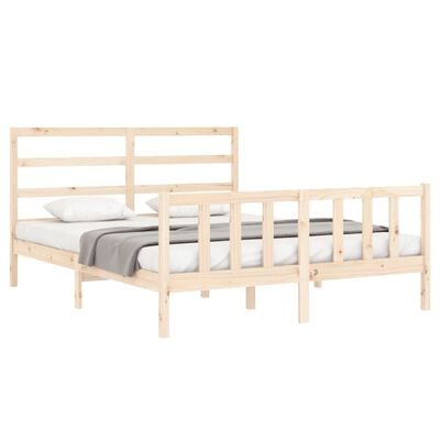 vidaXL Bedframe met hoofdbord massief hout