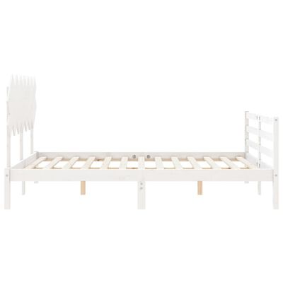 vidaXL Bedframe met hoofdbord massief hout wit 140x200 cm