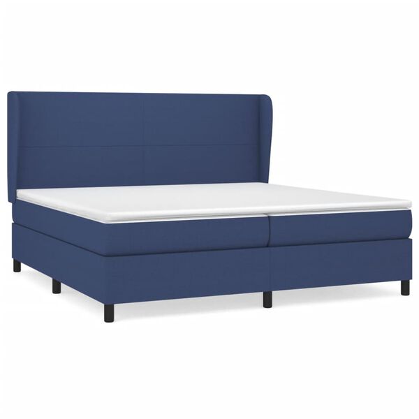 vidaXL Boxspring met matras stof blauw 200x200 cm