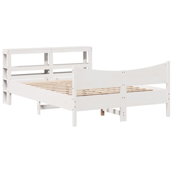 vidaXL Bedframe met hoofdbord massief grenenhout wit 160x200 cm