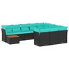 vidaXL 11-delige Loungeset met kussens poly rattan zwart