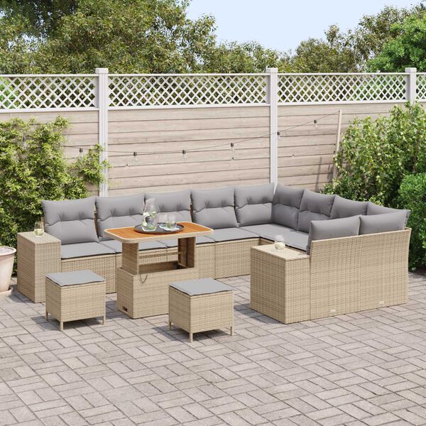 vidaXL Tuin Sofa Set 12 pcs Beige poly rattan