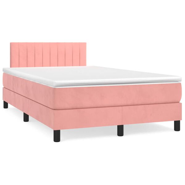 vidaXL Boxspring met matras fluweel roze 120x190 cm