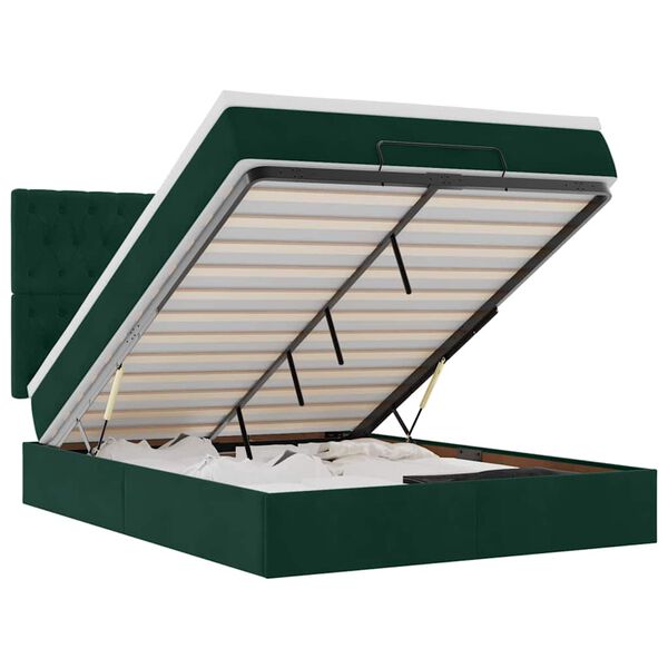 vidaXL Ottoman bed met matrassen 140x200cm fluweel donkergroen