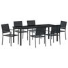vidaXL Tuin eettafelset 7 pcs Zwart PE Rattan