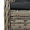 vidaXL 3-delige Tuinset met kussens poly rattan grijs