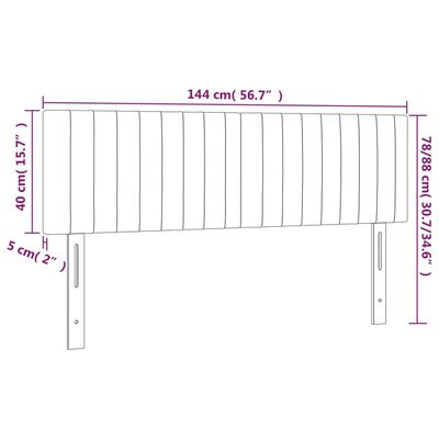 vidaXL Hoofdborden 2 st 72x5x78/88 cm stof lichtgrijs