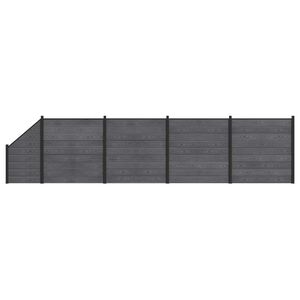vidaXL Hekpaneel 5 pcs WPC en Aluminium Grijs