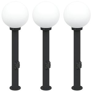 vidaXL Bolderverlichting met stopcontact 3 stuks 80 cm Zwart IP44