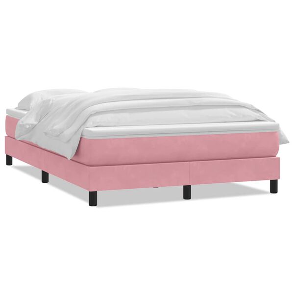 vidaXL Boxspring met matras fluweel roze 160x210 cm