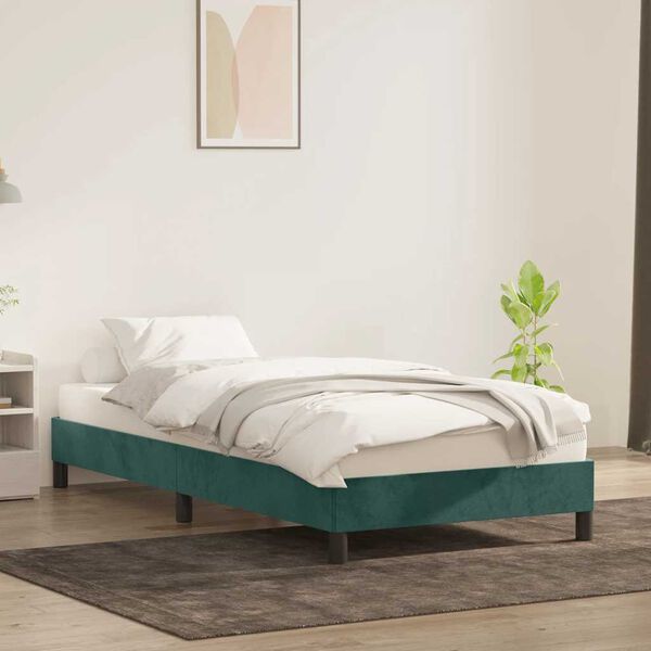 vidaXL Bedframe zonder matras 100x220 cm fluweel donkergroen