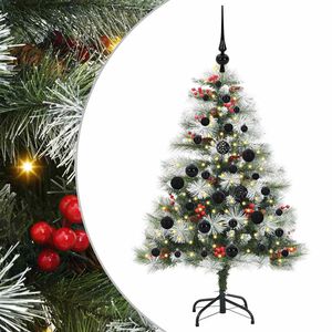 vidaXL Kunstkerstboom Groen en wit 120 cm PVC en Metaal en Plastic
