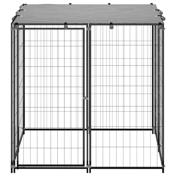 vidaXL Hondenkennel 110x110x110 cm staal zwart
