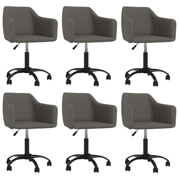 vidaXL Eetkamerstoelen draaibaar 6 st fluweel donkergrijs