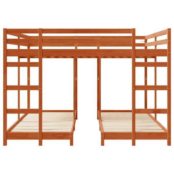 vidaXL Drie-hoog Bunk Bed Frame Wasbruin 200 x 200 cm