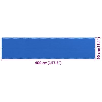 vidaXL Balkonscherm 90x400 cm HDPE blauw